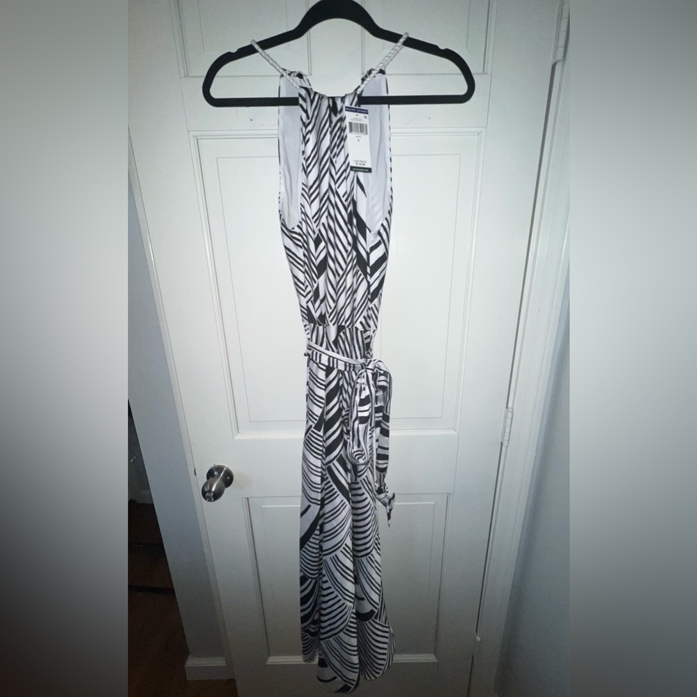 NEW Silk Long Ralph Lauren Black and White Pattern Dress- Size 6